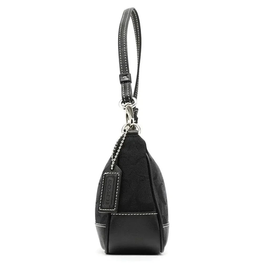 Coach‎ Signature Demi Pouch 6094 Black Monogram Canvas Leather Convertible Y2K